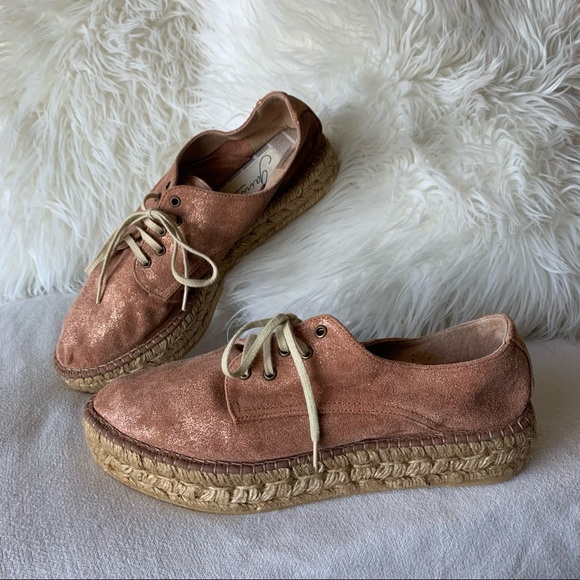 Gaimo Espadrilles Lace-up Pink Suede Sneakers - Picture 1 of 13